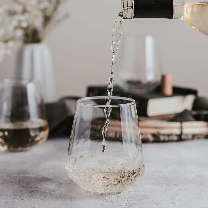 Hammered Base Stemless Wine Glass, 17.75 ounce, Set of 8