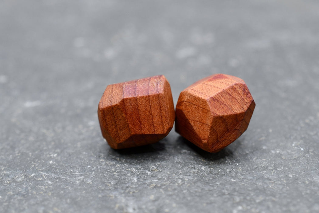Geometric Wood Stud Earrings