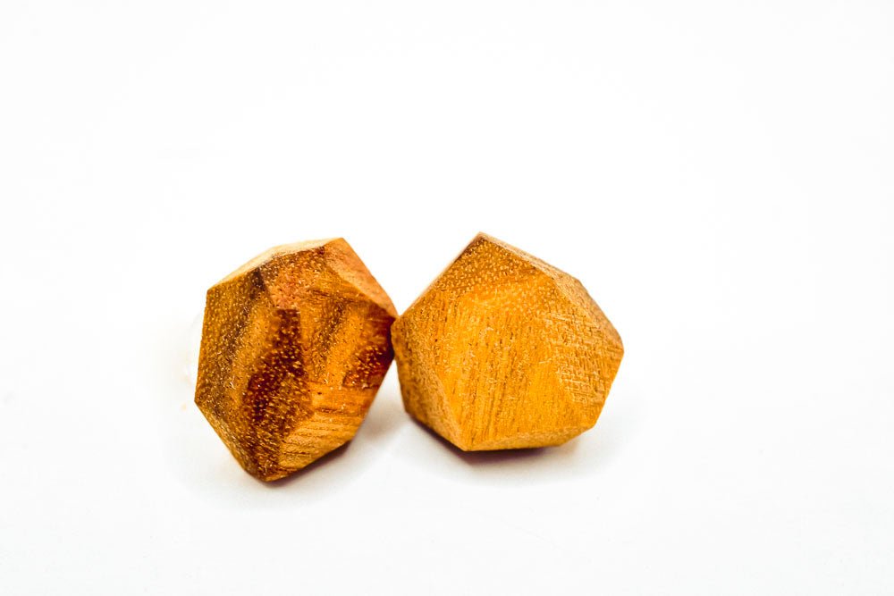 Geometric Wood Stud Earrings