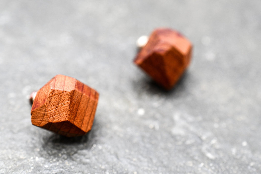 Geometric Wood Stud Earrings