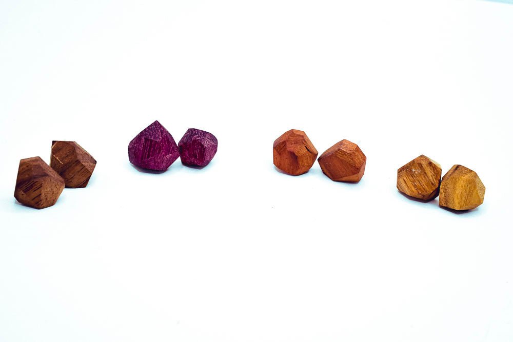 Geometric Wood Stud Earrings