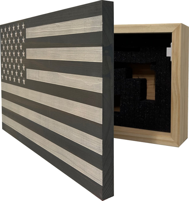 American Flag Secure Wall-Mounted Gun Cabinet (Gray & White)