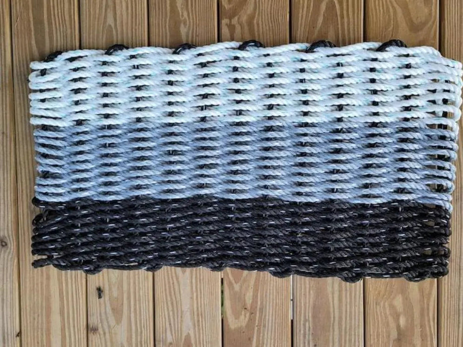 Rope Mat made with Lobster Rope, Black Gray White