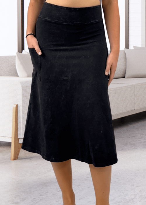 Alyssa Very Versatile Cotton Skirt Black Denim