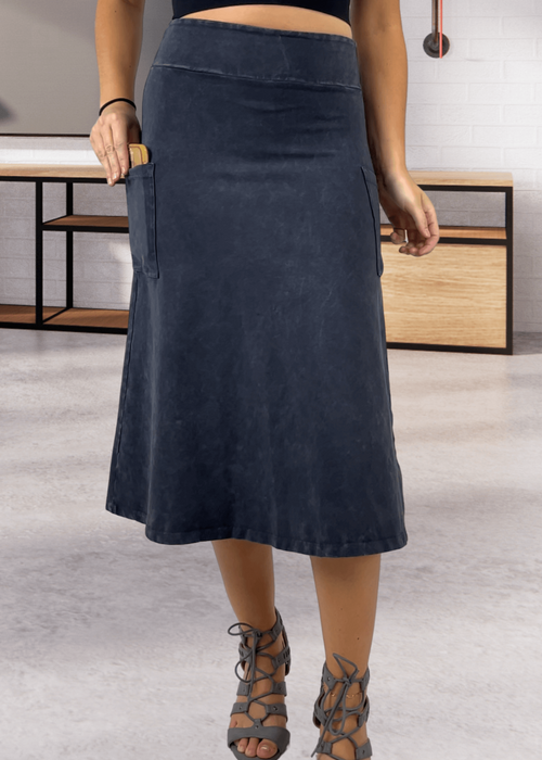 Alyssa Very Versatile Cotton Skirt in Dark Denim