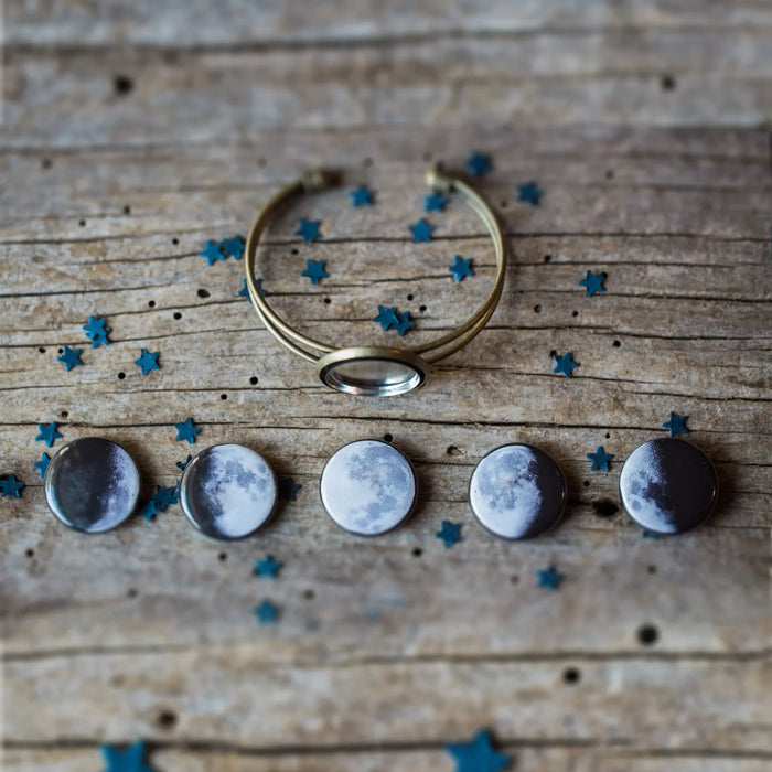 Interchangeable Moon Phase Cuff Bracelet