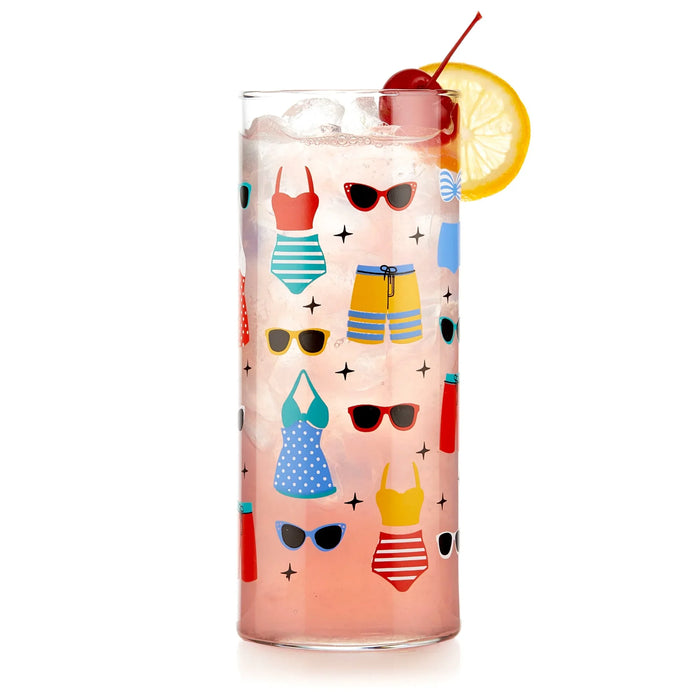 Vintage Swimsuits Cooler Glasses, 16 ounce, Set of 4
