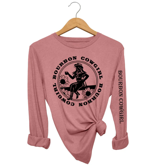 Bourbon Cowgirl Long Sleeve Mauve T-Shirt