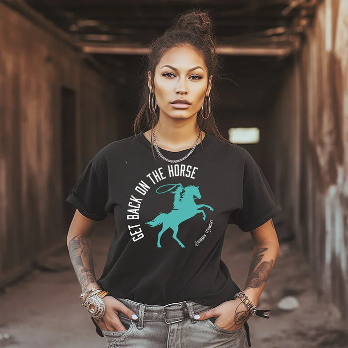 Get Back on the Horse Black Graphic Tee Shirt