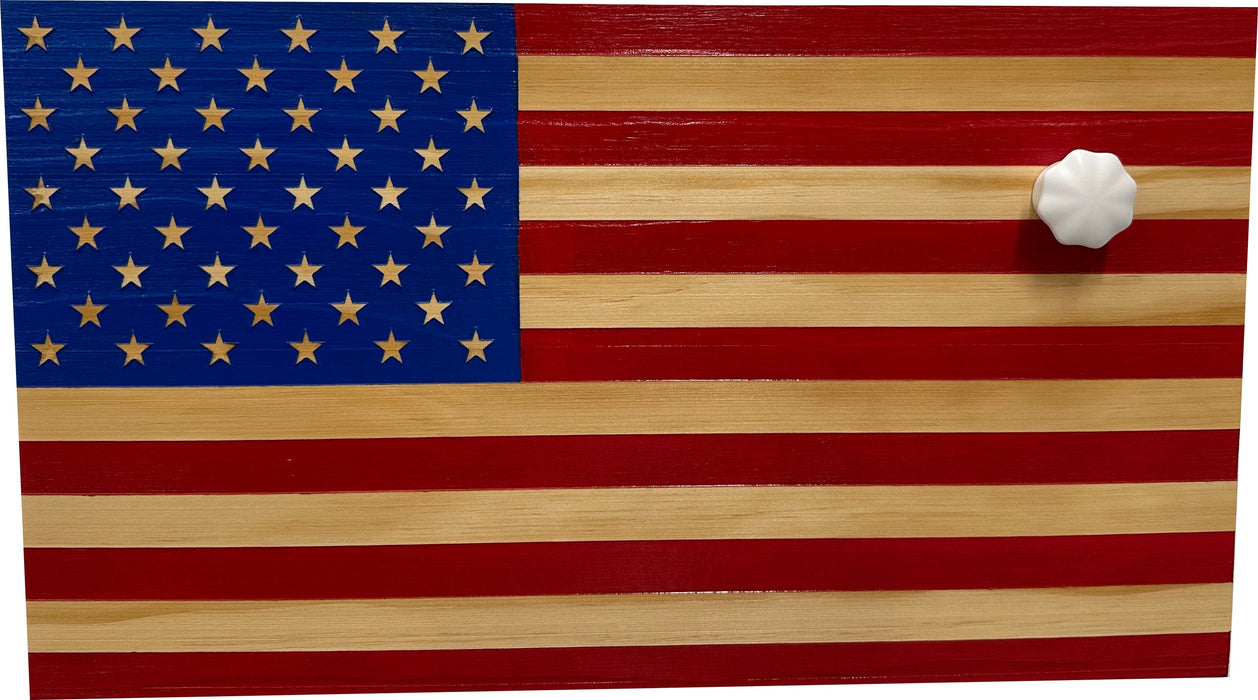 American Flag Wall-Mounted Gun Cabinet (Red & Blue)