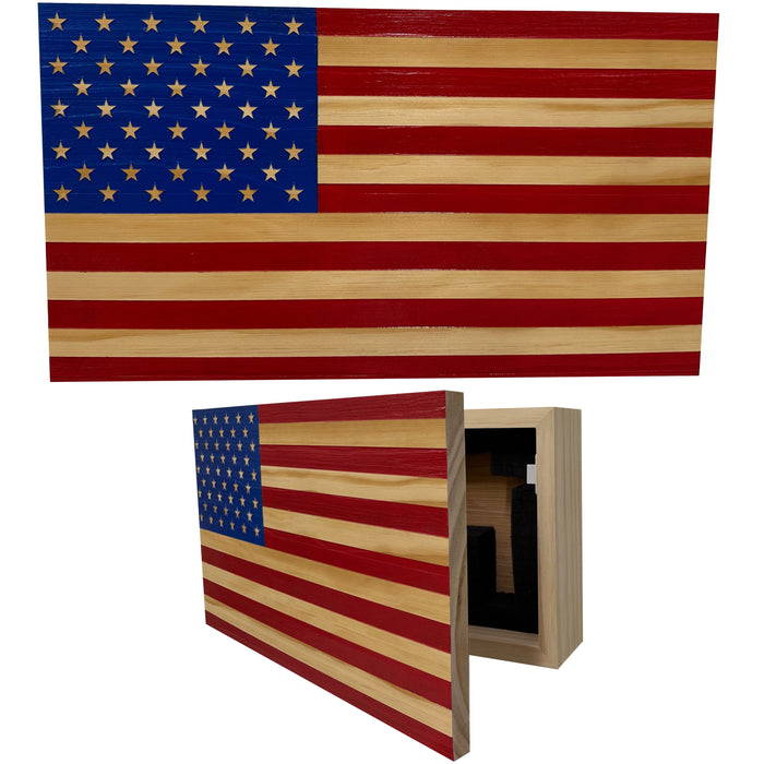 American Flag Wall-Mounted Gun Cabinet (Red & Blue)