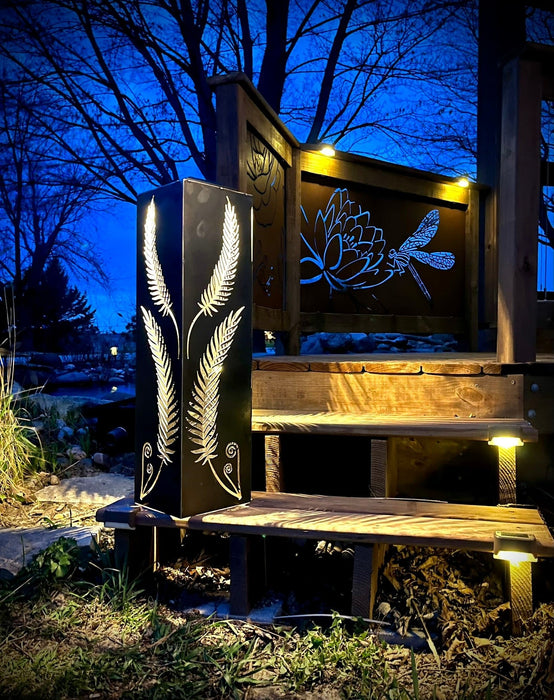 Rustic Metal Fern Luminary | Garden Column