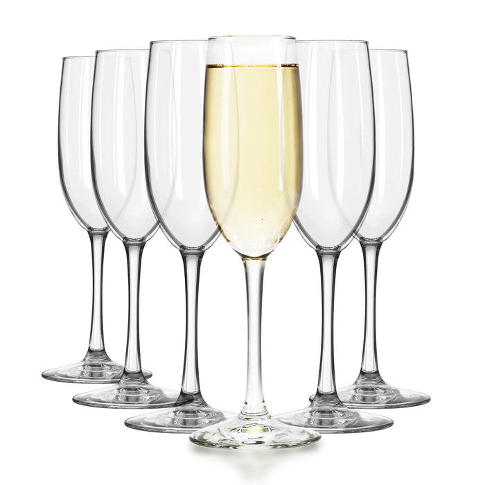 Flute Glasses, 8 ounce, Set of 6