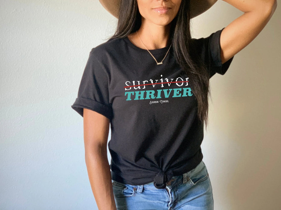 Survivor Thriver Black Graphic Tee Shirt