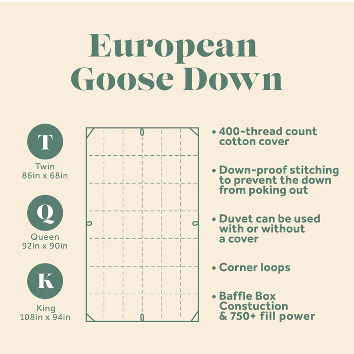 RoyalRest Comforter 750+ Fill Power European Goose Down