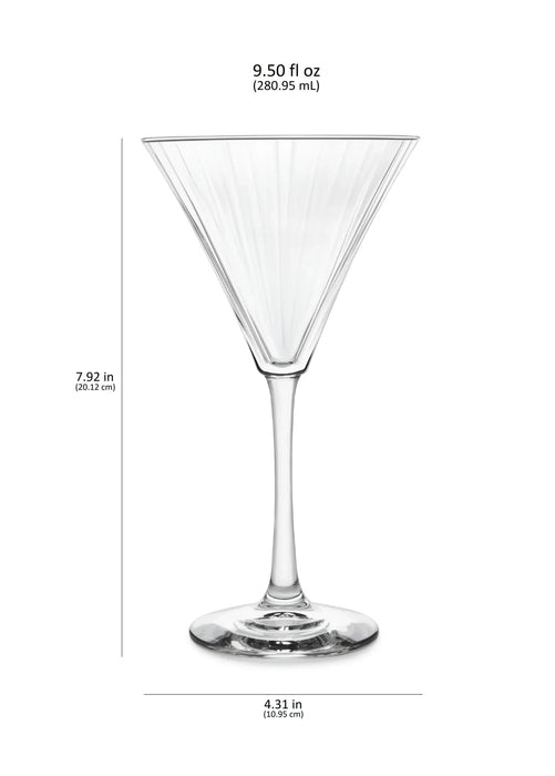 Paneled Martini Glasses, 9.5 ounce, Set of 4