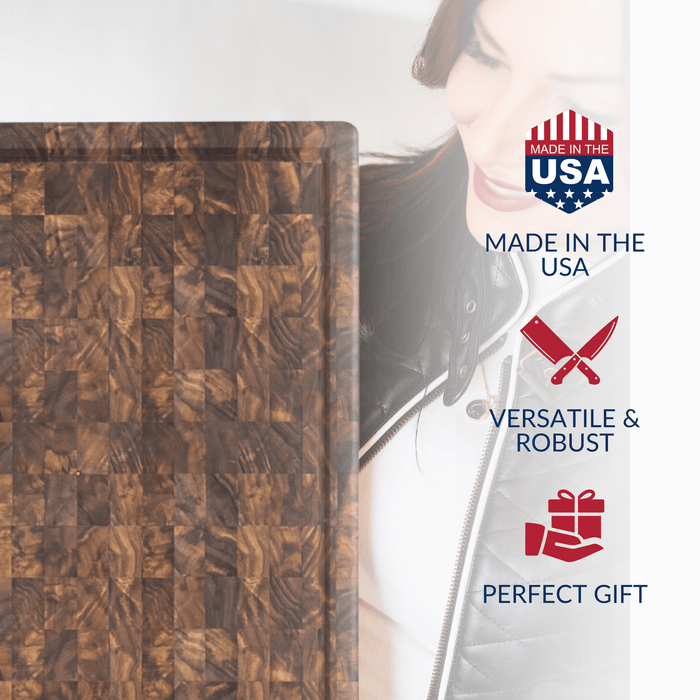 Extra Large Walnut Wood End Grain Butcher Block Cutting Board with Juice Groove