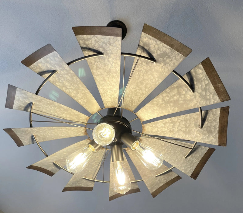 Farmhouse Windmill Chandelier Lighting Fixture 30"