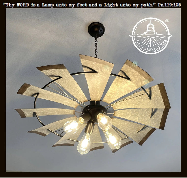 Farmhouse Windmill Chandelier Lighting Fixture 30"