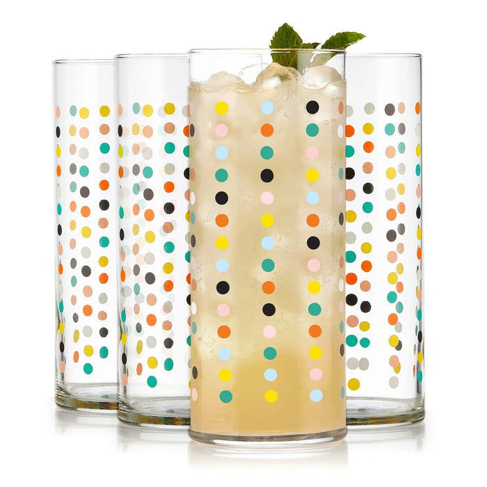 Flower Power Party Dots Cooler Glasses, 16 ounce, Set of 4