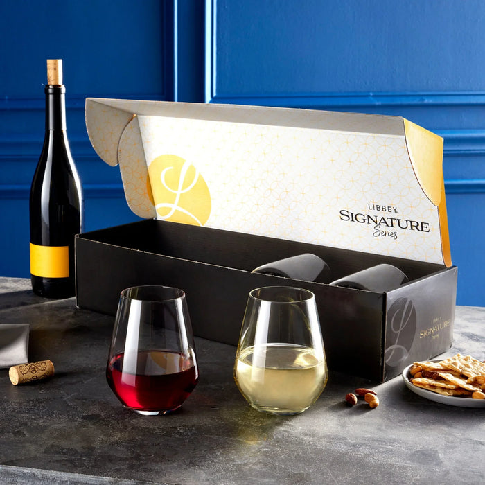Greenwich Stemless Wine Gift Set of 4, 18 ounce
