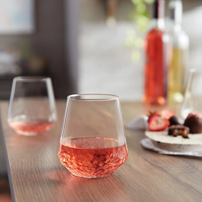 Hammered Base Stemless Wine Glass, 17.75 ounce, Set of 8